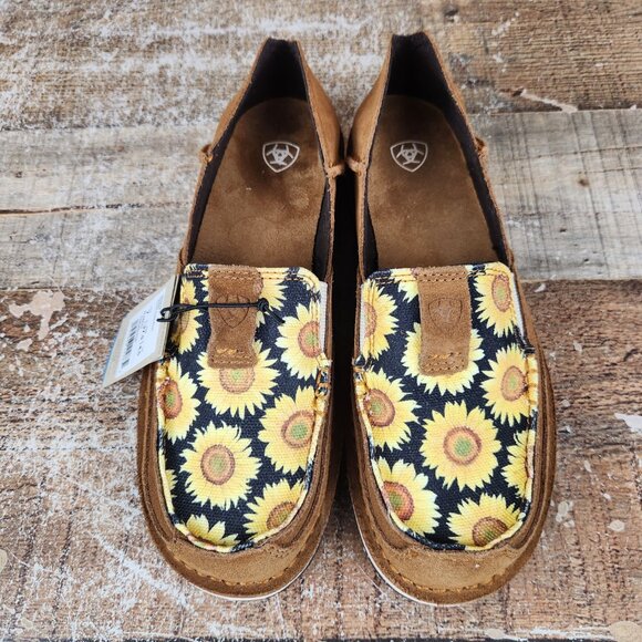 Ariat Cruiser Sunflowers Women's Size 7 Suede Peanut Field of Sun Slip‎ On Flat - Picture 9 of 10